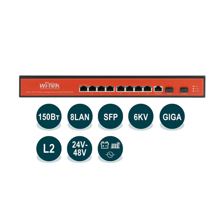 Коммутатор управляемый L2 с функцией UPS Wi-Tek WI-PMS310GF-UPS v2