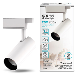 Светильник трековый Gauss Track Light цилиндр 12 Вт, 950ЛМ, 4000K, 180-220V, IP20, угол 24º, белый