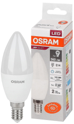 Лампа светодиодная Osram LED Value Classic LVCLB60 7SW/865 230V E14 10X1, 7 Вт, 560ЛМ, 6500К