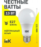 Лампа светодиодная IEK ECO A60 E27, 13 Вт, 1170ЛМ, 4000К 