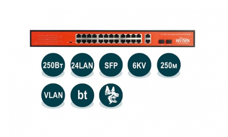 Коммутатор неуправляемый Wi-Tek WI-PS526G v2