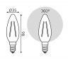 Лампа Gauss Filament Свеча Е14, 7 Вт, 580ЛМ, 4100К