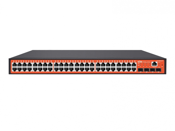 Коммутатор управляемый L2 Wi-Tek WI-PMS552F, 48 PoE GE, 4*10G SFP, бюджет PoE 565 Вт