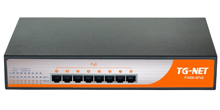 Коммутатор TG-NET P3008M-8PoE-150W